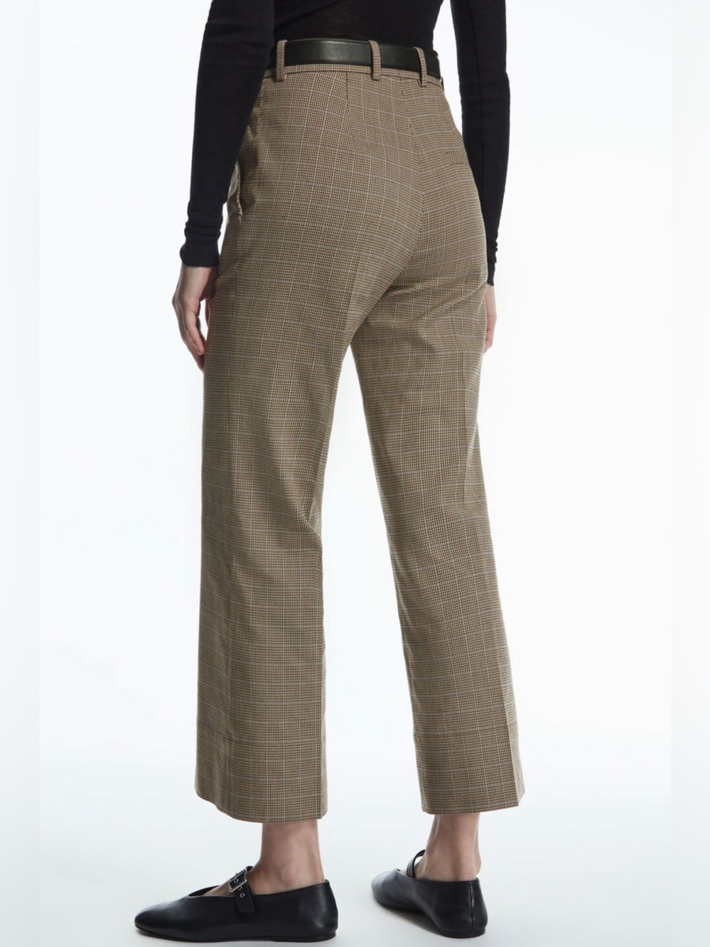 COS NWT Checked Flare Trousers Bottoms High-Rise Ankle Crop Plaid Print - Picture 3 of 9